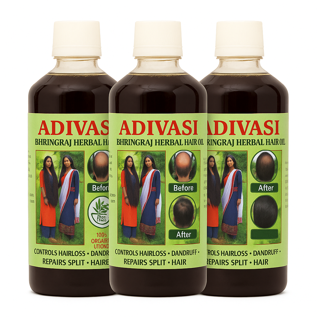 Adivasi Nilambari Ayurvedic Hair Oil - 3-pack (200ml each) | Effective herbal formula for hair growth and strengthening